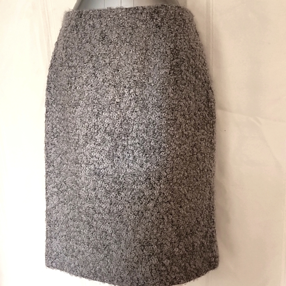Valentino Light Grey Mohair and Alpaca Textured Pencil Skirt